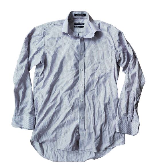 Forsyth of Canada 2 Ply 100's No Iron Tailored Fit Stripe Dress Shirt 15.5 34/35 - Picture 2 of 9